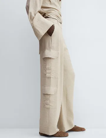 Pantaloni Mango, bej Crem