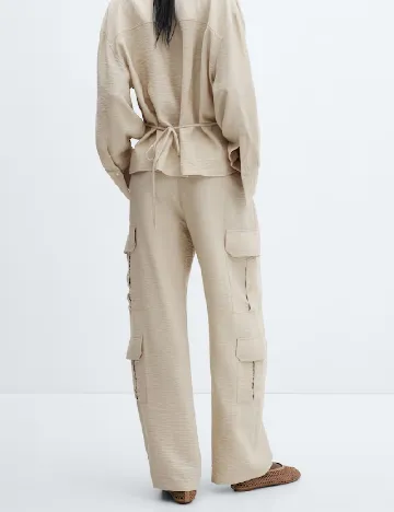 Pantaloni Mango, bej Crem