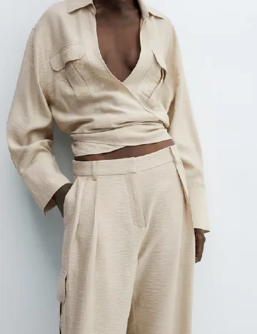 Pantaloni Mango, bej Crem