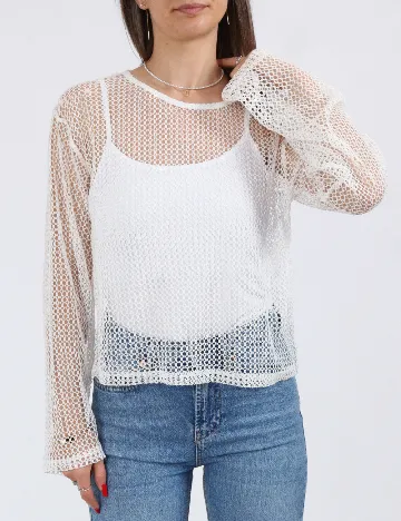 Bluza Pieces, alb Alb