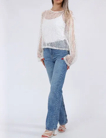 Bluza Pieces, alb Alb