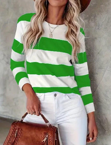 Bluza SHEIN, alb/verde Alb