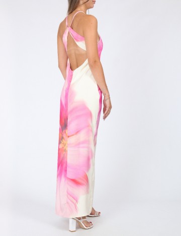 Rochie lunga Boohoo, crem/roz