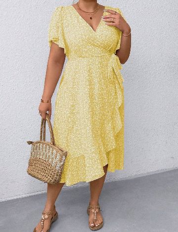 Rochie medie SHEIN CURVE, galben