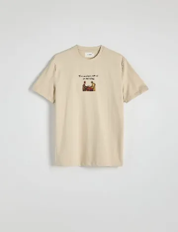 Tricou Reserved, bej Crem