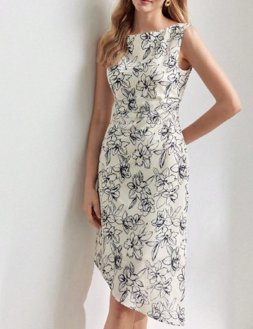 Rochie medie MOTF, crem