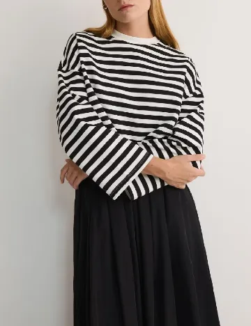Bluza Oversize Reserved, alb/negru