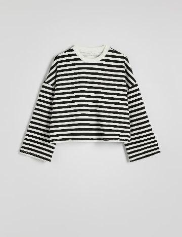 Bluza Oversize Reserved, alb/negru