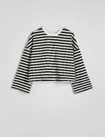 Bluza Oversize Reserved, alb/negru