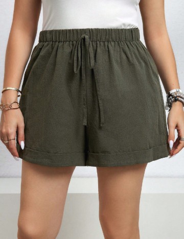 Pantaloni scurti SHEIN CURVE, verde
