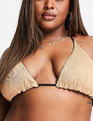 Sutien de baie reversibil We Are We Wear Plus Size, negru/maro