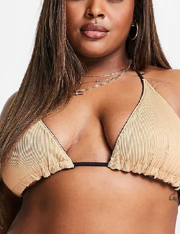 Sutien de baie reversibil We Are We Wear Plus Size, negru/maro