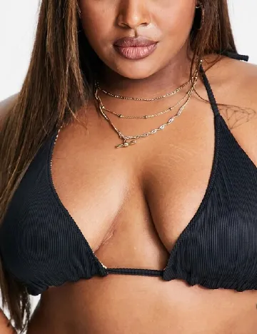 Sutien de baie reversibil We Are We Wear Plus Size, negru/maro
