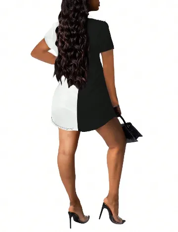 Rochie scurta SHEIN, alb/negru