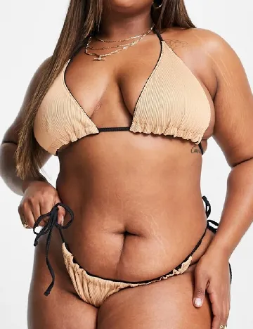 Chilot de baie We Are We Wear Plus Size, crem/negru