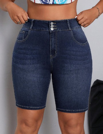 Pantaloni scurti SHEIN CURVE, albastru