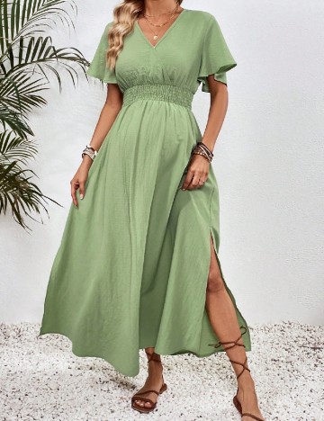 Rochie lunga SHEIN Maternity, verde
