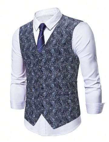 Vesta SHEIN Plus Size Men, negru/albastru