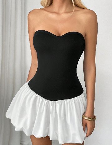 Rochie scurta SHEIN, alb/negru