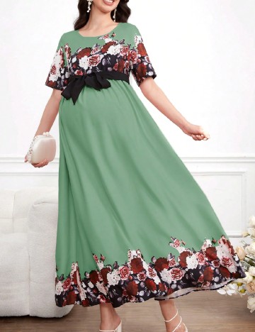 Rochie lunga SHEIN Maternity, verde