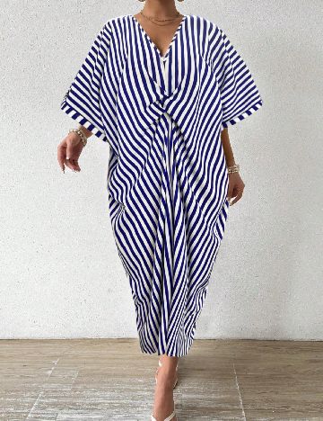 Rochie lunga SHEIN, alb/albastru