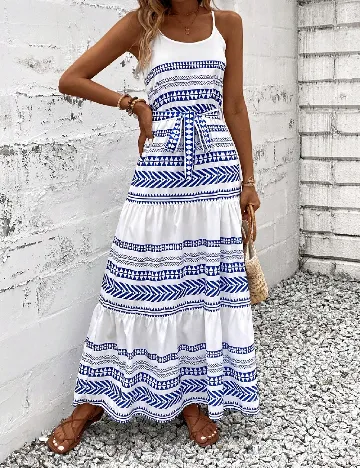 Rochie lunga SHEIN, alb/albastru