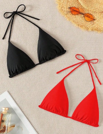 Set sutiene 2 bucati SHEIN, negru/rosu