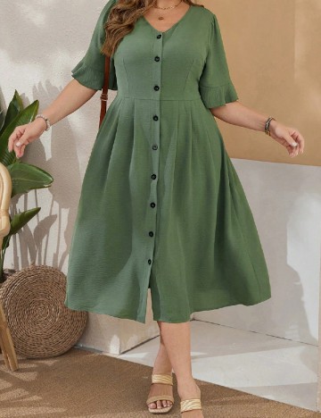 Rochie medie SHEIN CURVE, verde