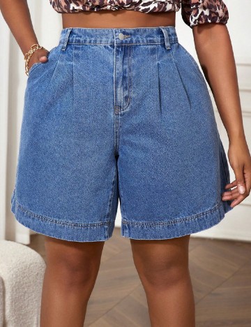 Pantaloni scurti SHEIN CURVE, albastru