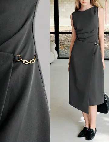 Rochie medie MOTF, gri inchis