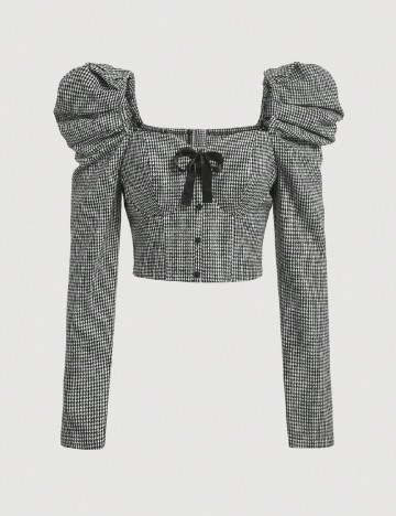 Top SHEIN, negru/alb