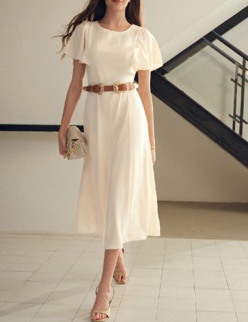 Rochie medie MOTF, ecru