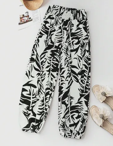 Pantaloni SHEIN, alb/negru Alb