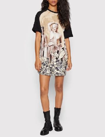 Rochie scurta Desigual, negru/bej
