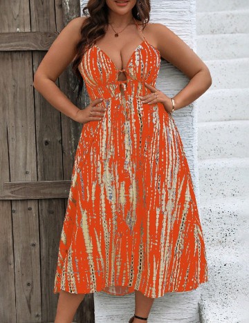 Rochie medie SHEIN CURVE, portocaliu