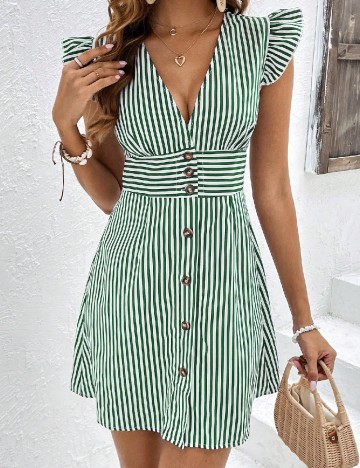 Rochie scurta SHEIN, alb/verde