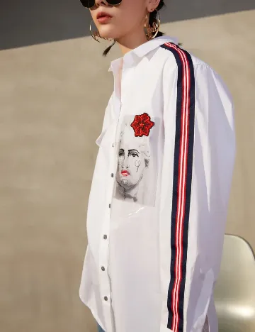 Camasa Oversize Desigual, alb