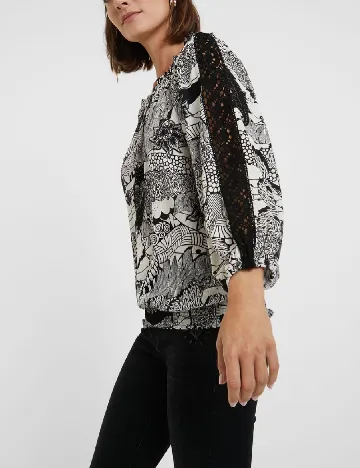 Bluza Desigual, alb/negru