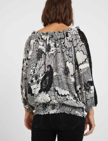 Bluza Desigual, alb/negru