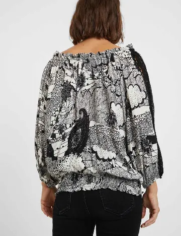 Bluza Desigual, alb/negru