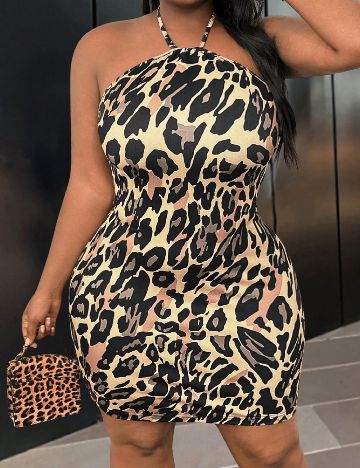 Rochie scurta SHEIN CURVE, animal print