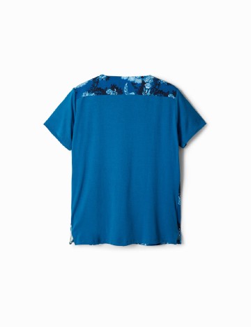 Tricou Desigual, albastru/alb
