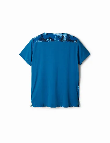 Tricou Desigual, albastru/alb