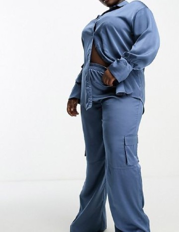 Pantaloni I SAW IT FIRST Plus Size, albastru