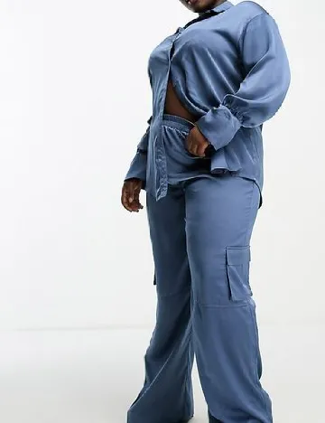 Pantaloni I SAW IT FIRST Plus Size, albastru