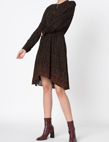 Rochie scurta Desigual, negru/maro