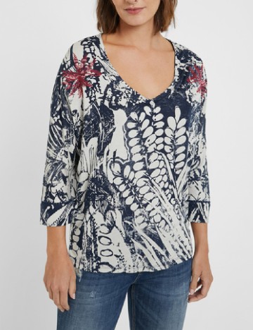 Bluza Desigual, albastru/alb