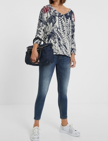 Bluza Desigual, albastru/alb