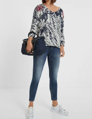 Bluza Desigual, albastru/alb Alb