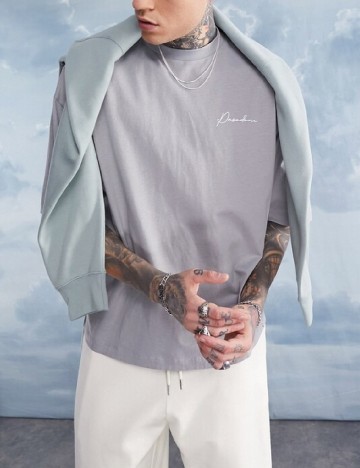 Tricou Oversize ASOS, gri